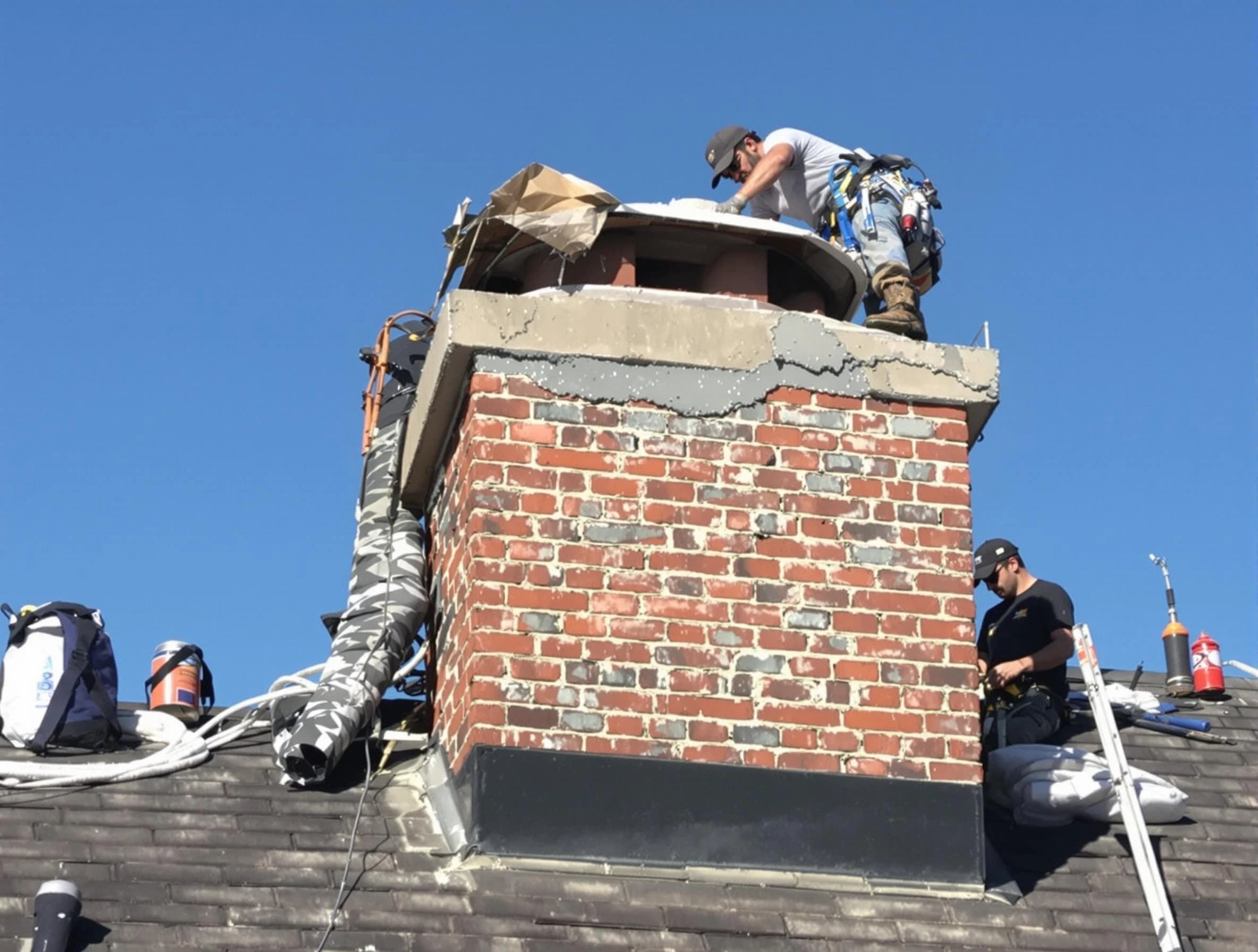 Sylacauga Chimney Sweep installing a custom chimney crown in Sylacauga, AL