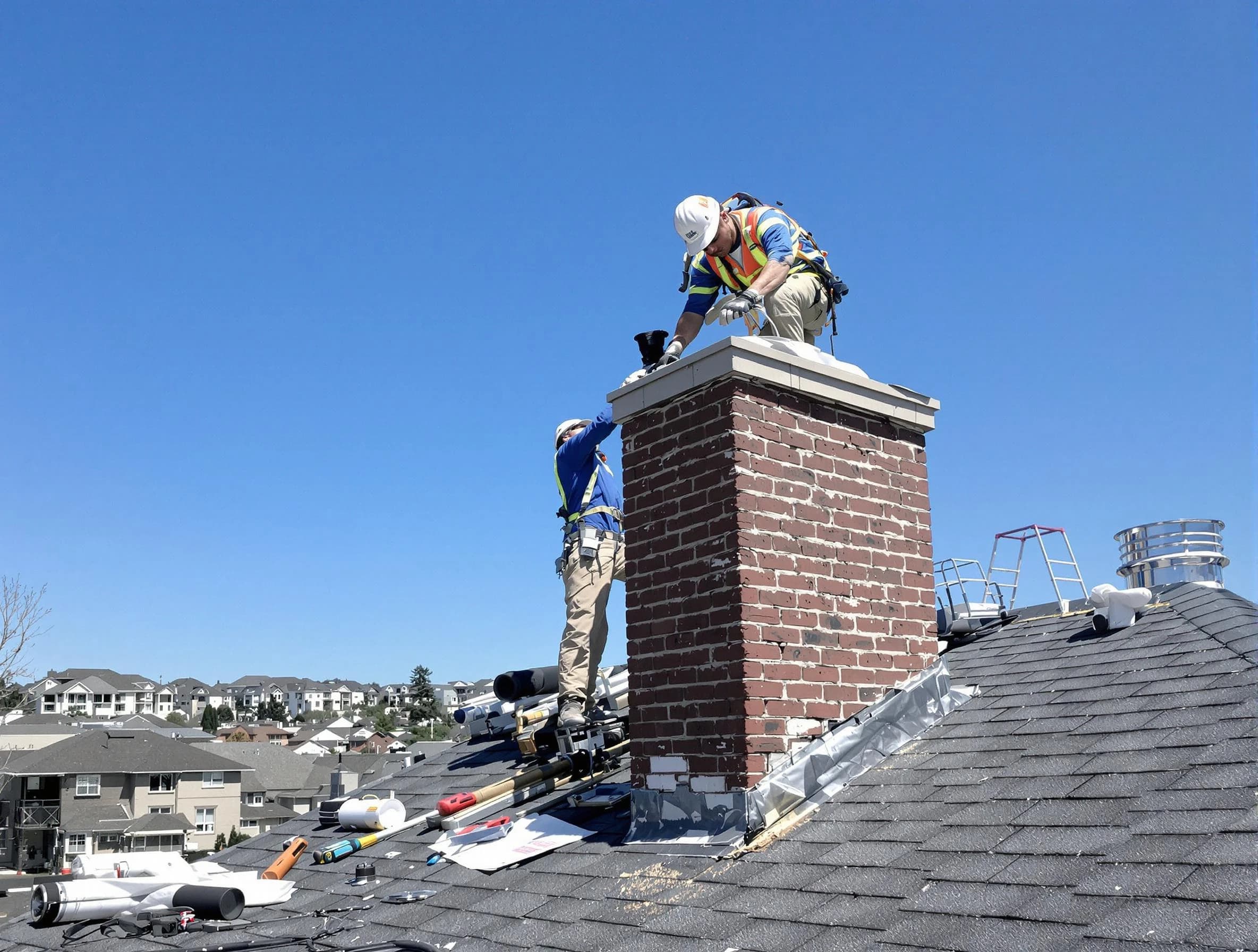 Sylacauga Chimney Sweep repairing a chimney crown in Sylacauga, AL