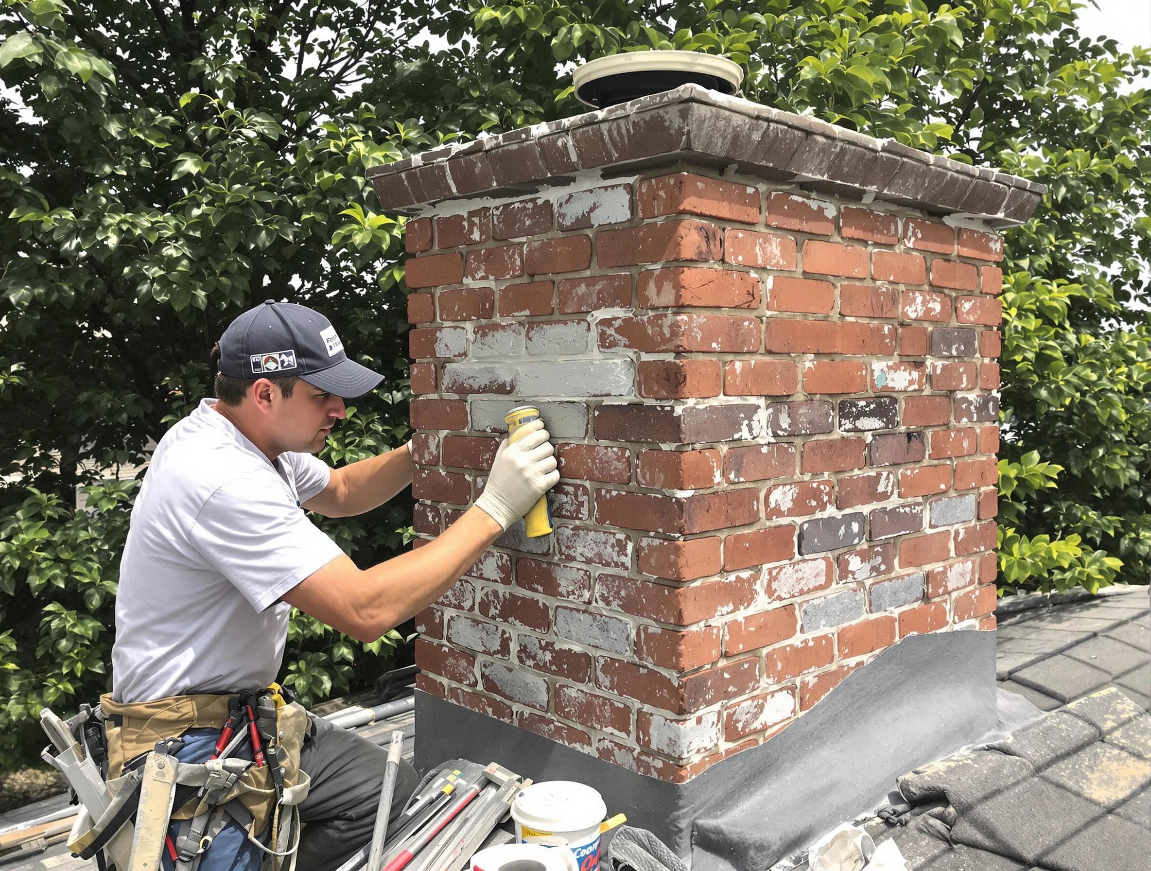 Sylacauga Chimney Sweep restoring an aging chimney in Sylacauga, AL