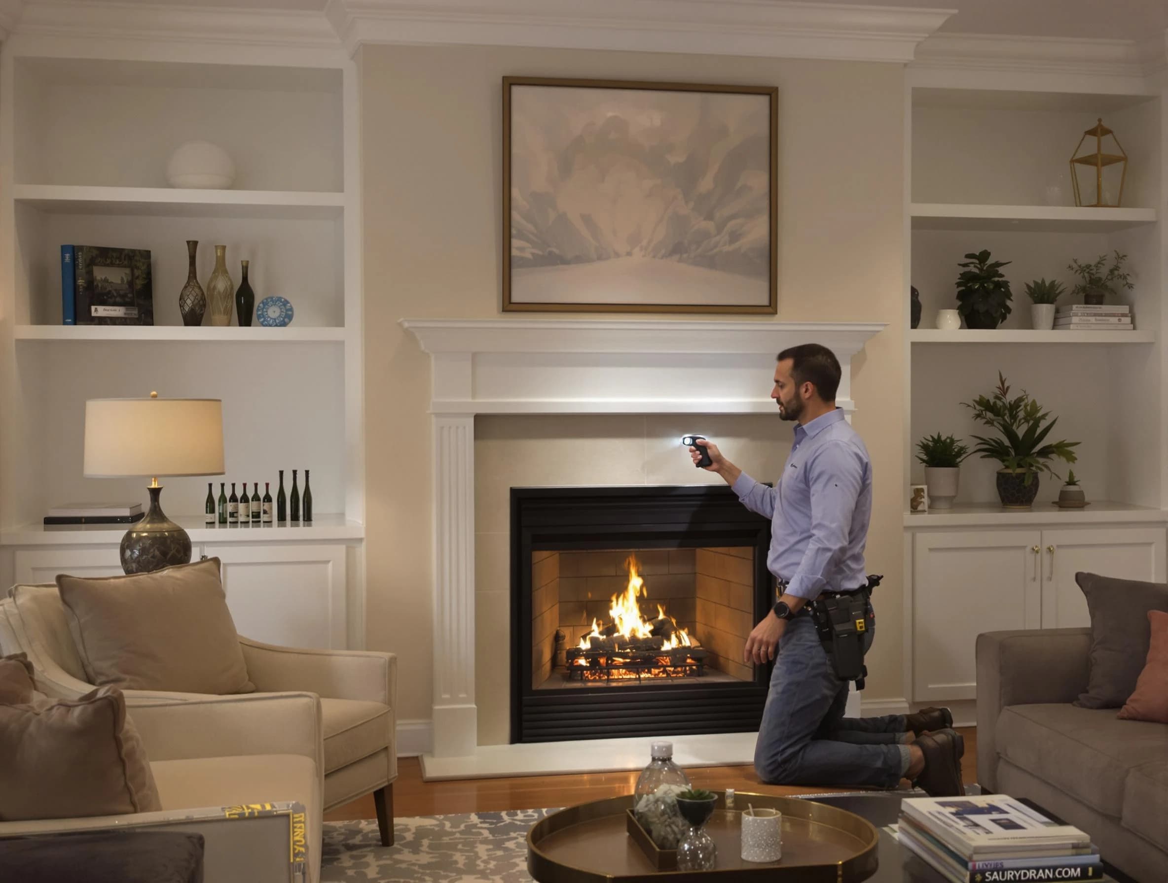 Sylacauga Chimney Sweep conducting a fireplace safety inspection in Sylacauga, AL