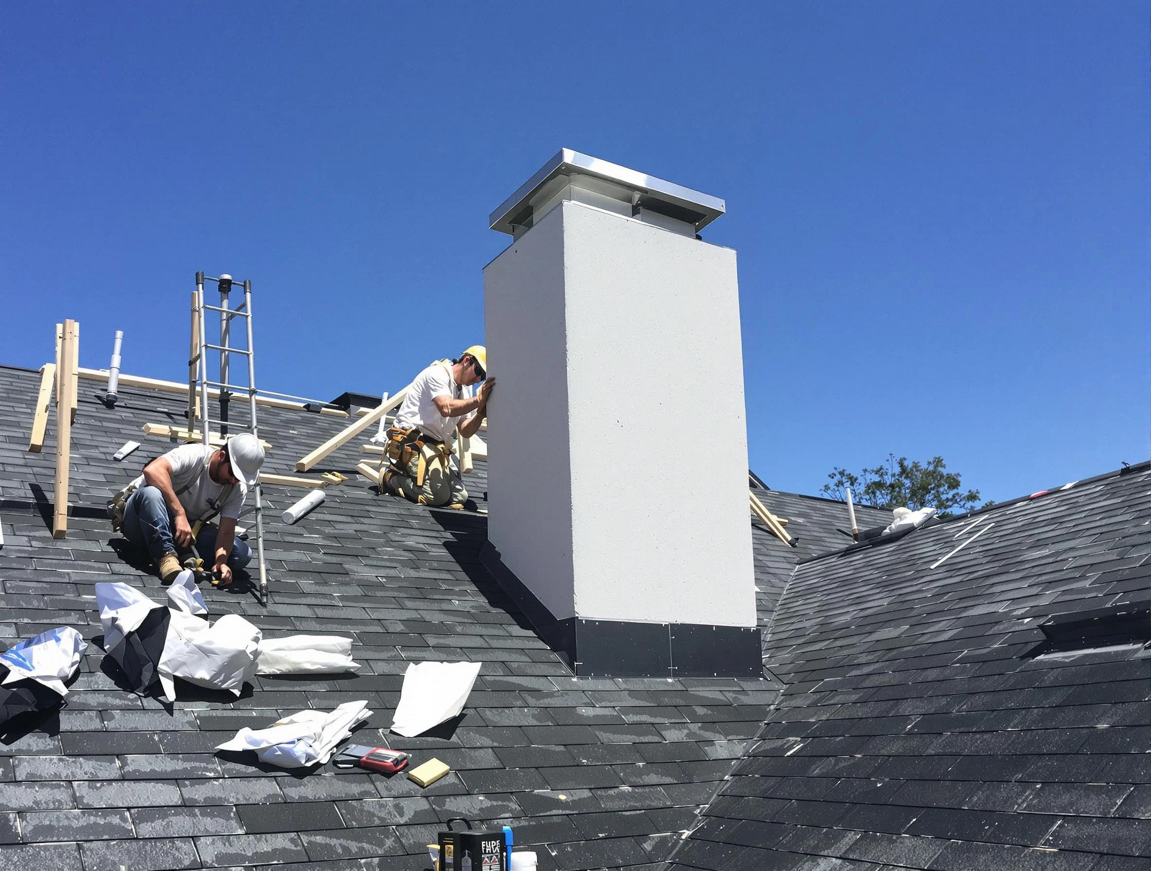 Sylacauga Chimney Sweep crew installing a new chimney in Sylacauga, AL
