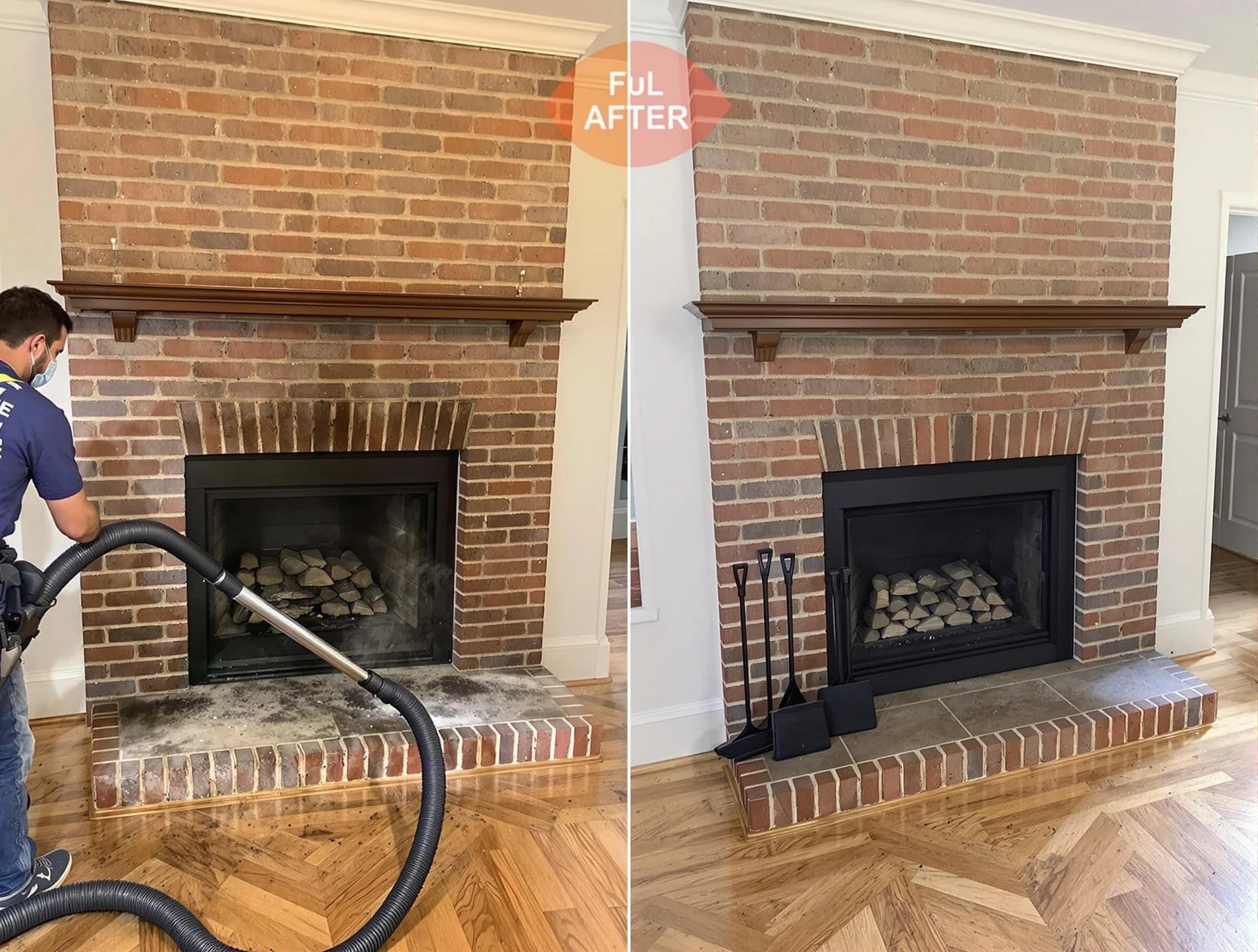 Sylacauga Chimney Sweep carefully sanitizing a fireplace in Sylacauga, AL