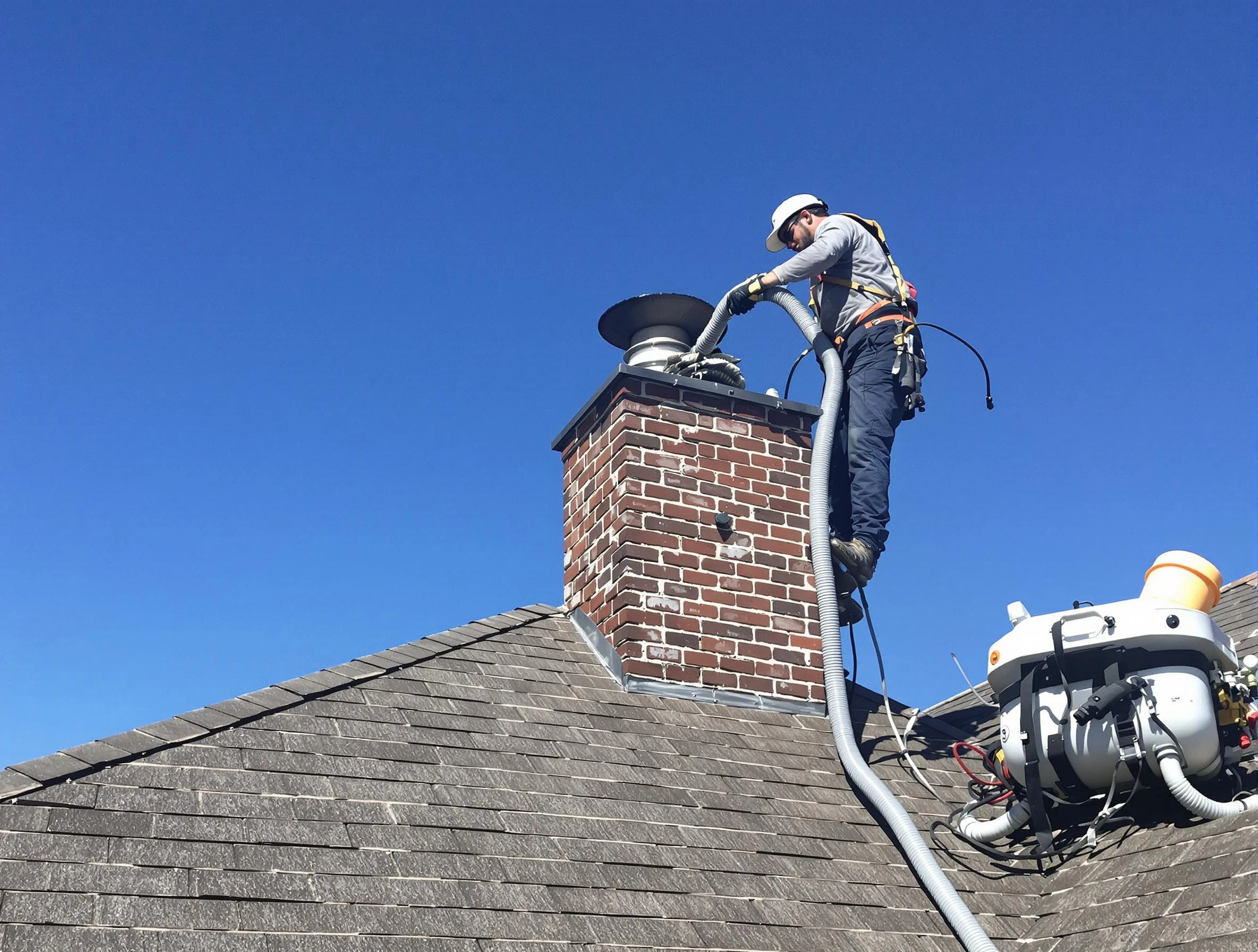 Dedicated Sylacauga Chimney Sweep team member cleaning a chimney in Sylacauga, AL
