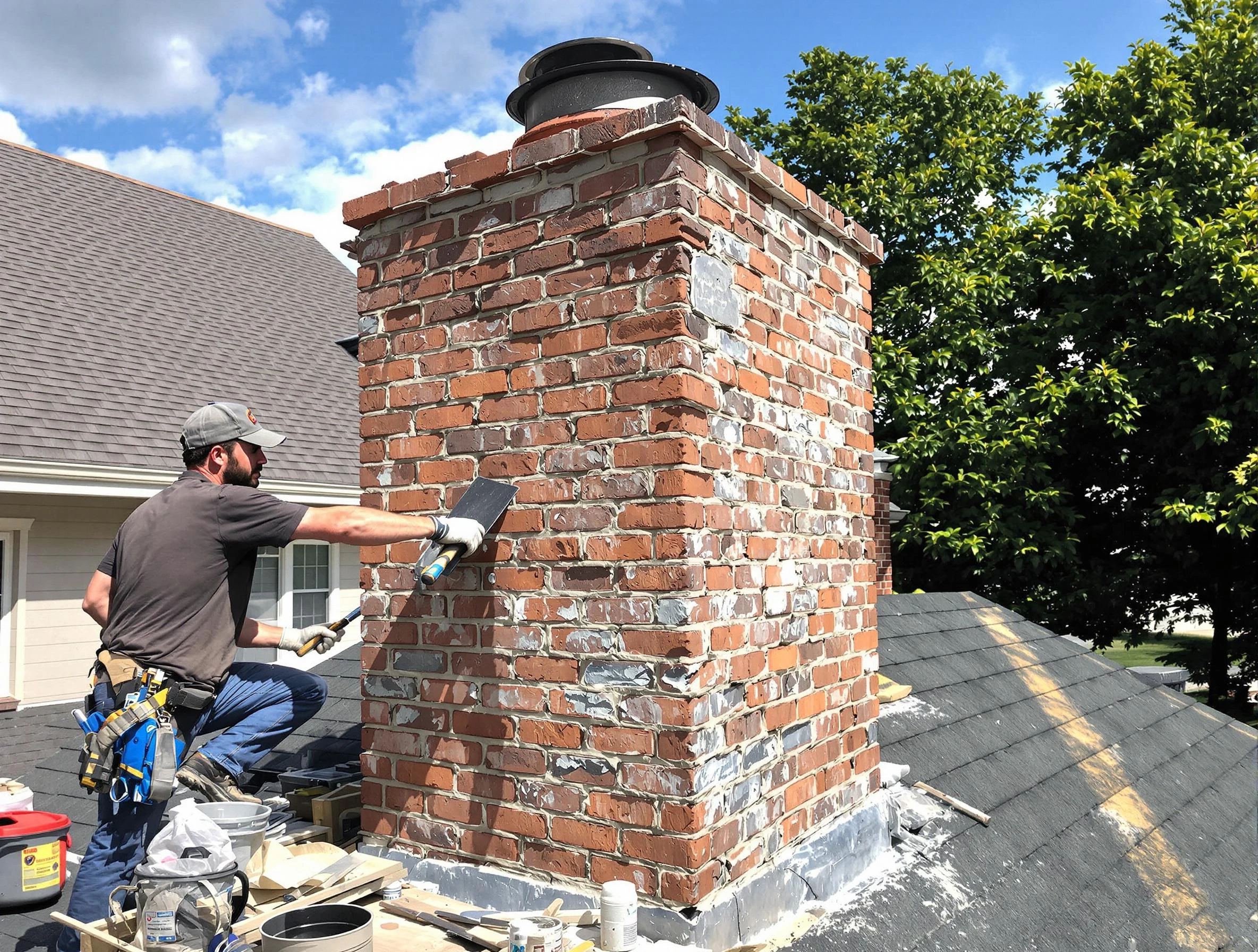 Completed chimney rebuild by Sylacauga Chimney Sweep in Sylacauga, AL