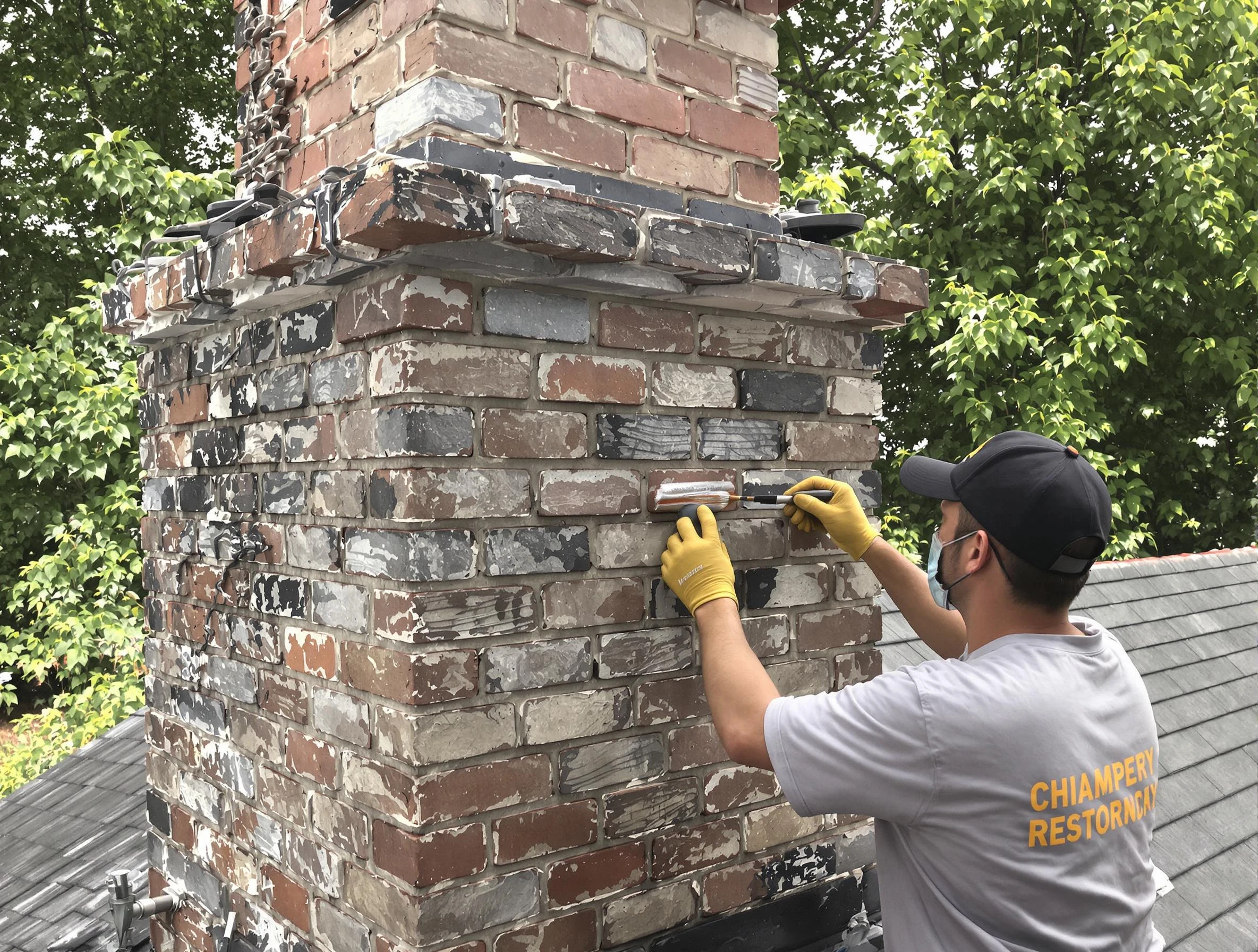In-progress chimney restoration by Sylacauga Chimney Sweep in Sylacauga, AL